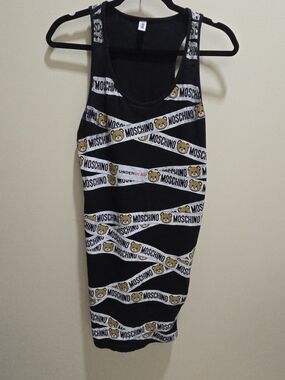Moschino Black Logo Bear Tank Dress